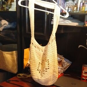 Chic Cream Crochet Tote Bag
